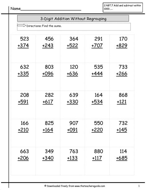 3 digit addition without regrouping.